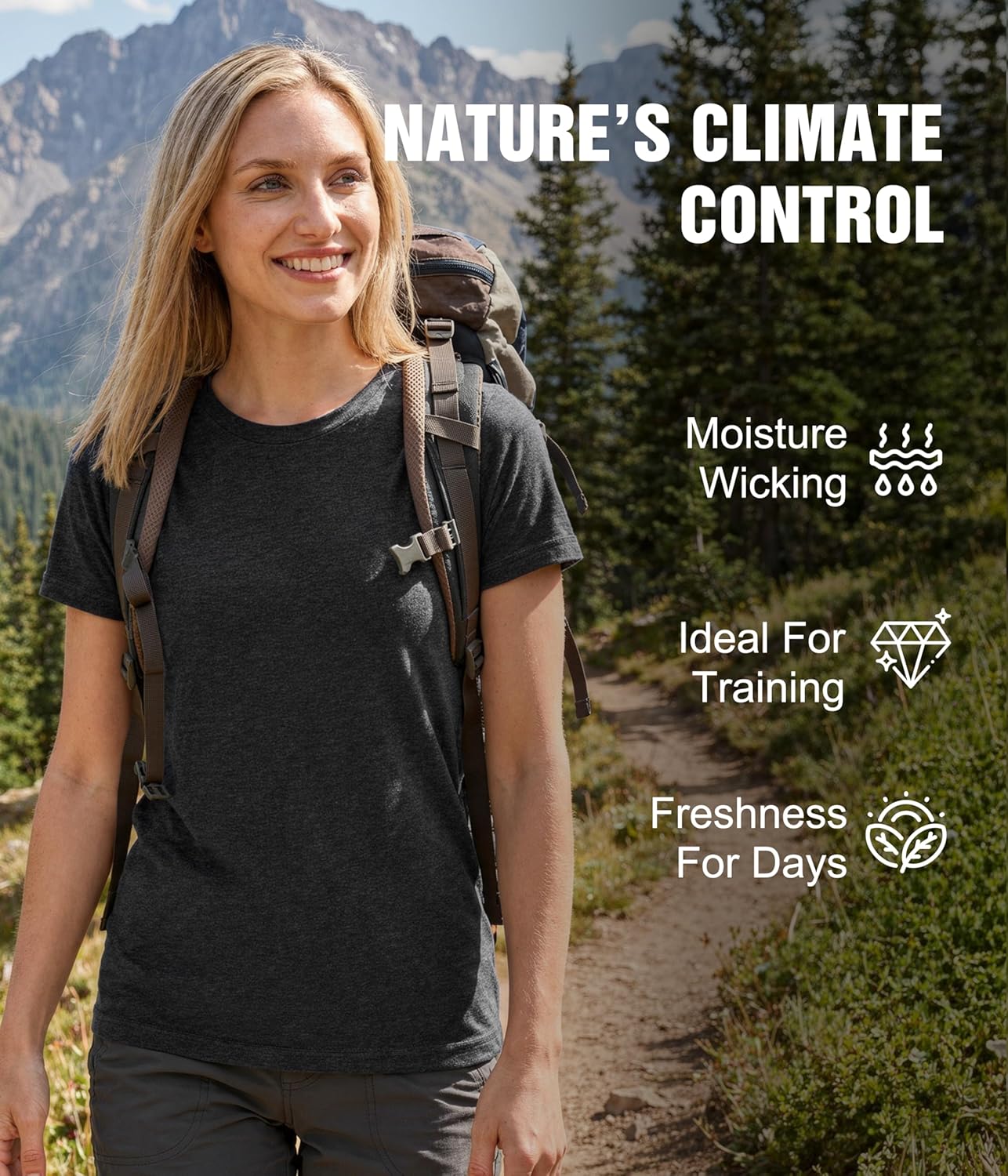 2 Pack 100% Merino Wool T Shirt for Women,Wool Short Sleeve Base Layer,Breathable Lightweight Tee - Image 5