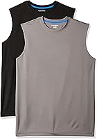 Amazon Essentials Men's Moisture-Wicking Sleeveless Tank Tops Pack of 2 - Relaxed Fit Workout Muscle Shirts