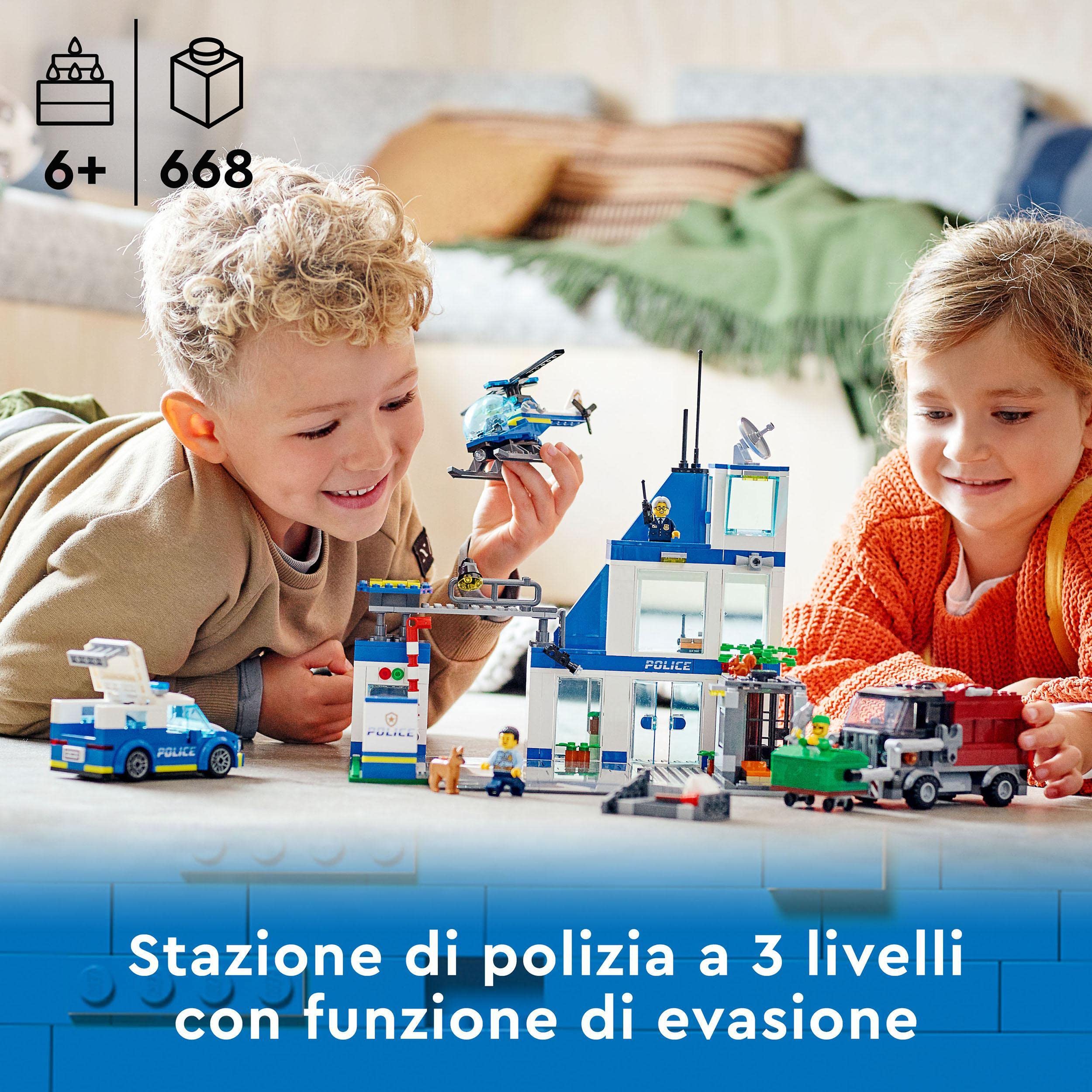 LEGO City Police Stazione di Polizia, Set con Elicottero Giocattolo, Macchina e Camion della Spazzatura, Giochi per Bambini, Bambine, Ragazzi e Ragazze da 6 Anni in su, Idee Regalo 60316
