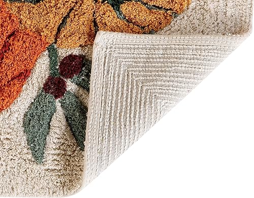 Miniatura 4 de KEMA Tapete rectangular suave de 100 % algodón para Halloween, estilo calabaza, de uso regular, de felpa, absorbente de agua, borde decorativo, para