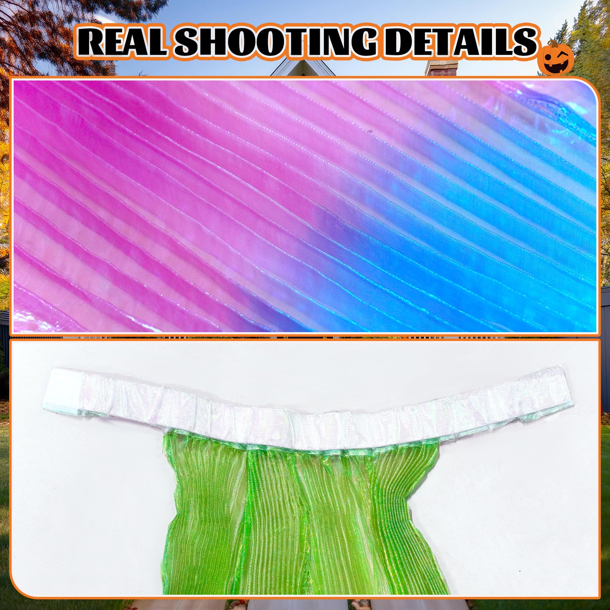 Baisdan Gradient Isis Wings Set including Stick & Carrying Bag for Belly Dance Halloween & Carnival Costumes Green Blue Purple - Image 4