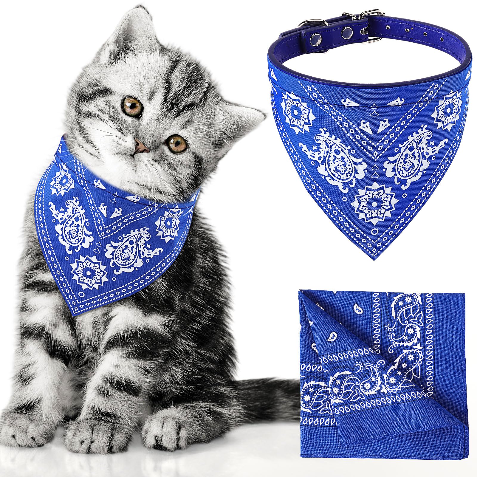 Chicingyou Dog Cat Bandana Owner Matching Paisley Triangle Scarf, Blue