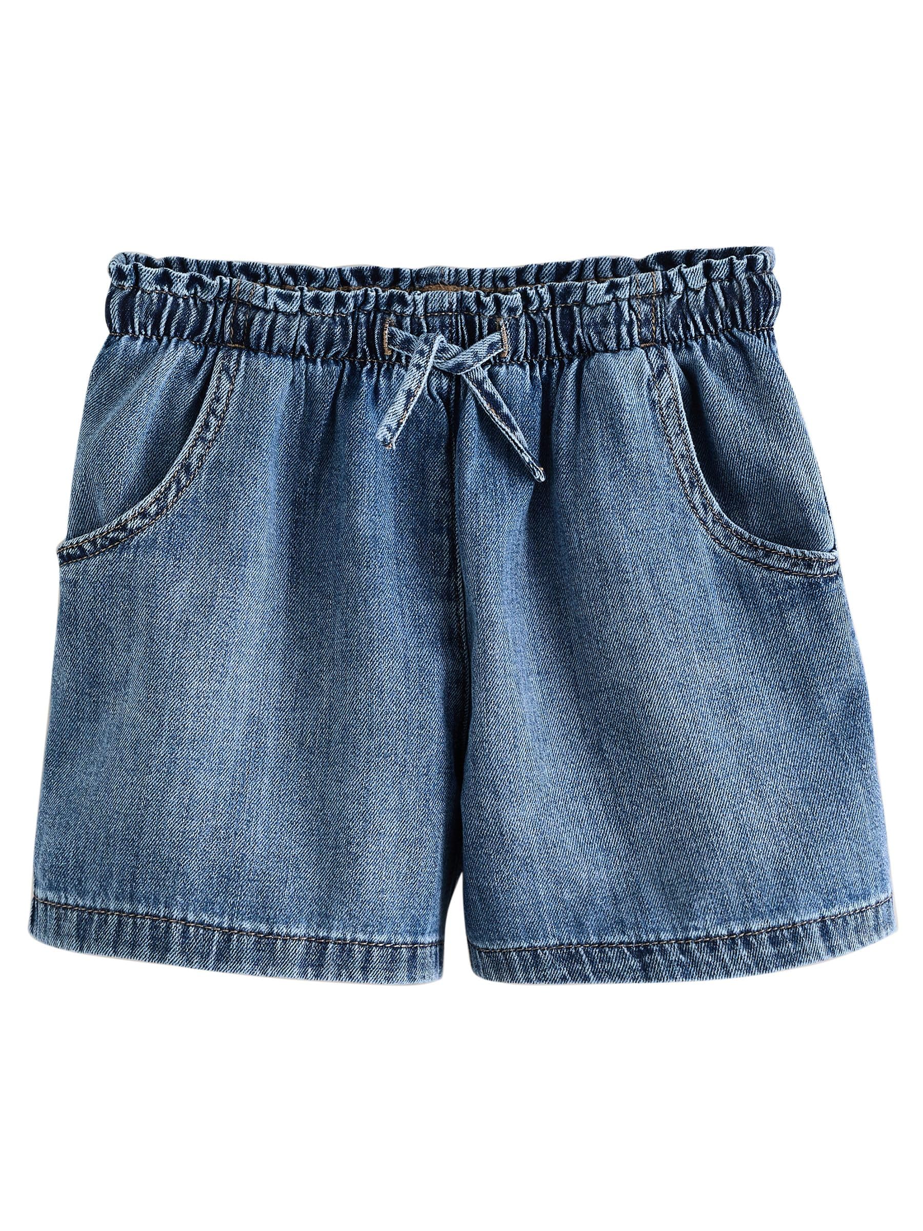 NEXT Ragazza Confezione da 2 Shorts in 100% Cotone | Denim, Bambino, puro cotone, Ogni modello presenta vita elasticizzata regolabile con coulisse e tasche laterali