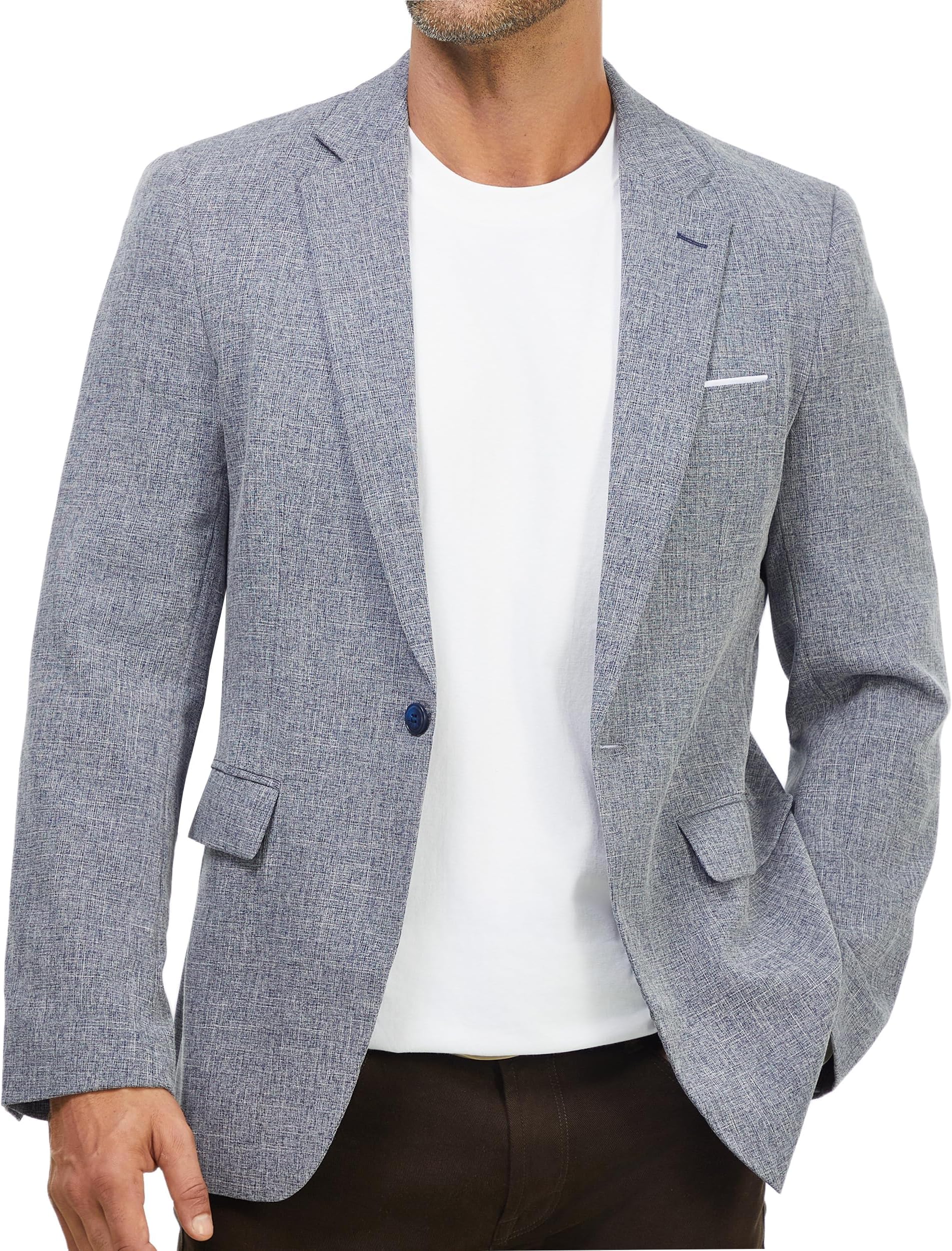 Men’s Casual Blazer One Button Suit Jacket Regular Fit Classic Notch Lapel Sport Coat for Business Smart Casual & Weddings