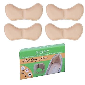 2xPair Self-Adhesive Heel Grips Liner Cushion Inserts for Loose Shoes, Shoe Bite Protector Heel Pads Snugs for Shoe Insoles, Back Heel Pain Relief Cushion Men Women/ (Heel Liner)