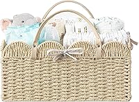 HBlife Large Baby Diaper Caddy - Portable Paper Rope Nursery Organizer Basket with Removable Divider for Diapers & Essentials