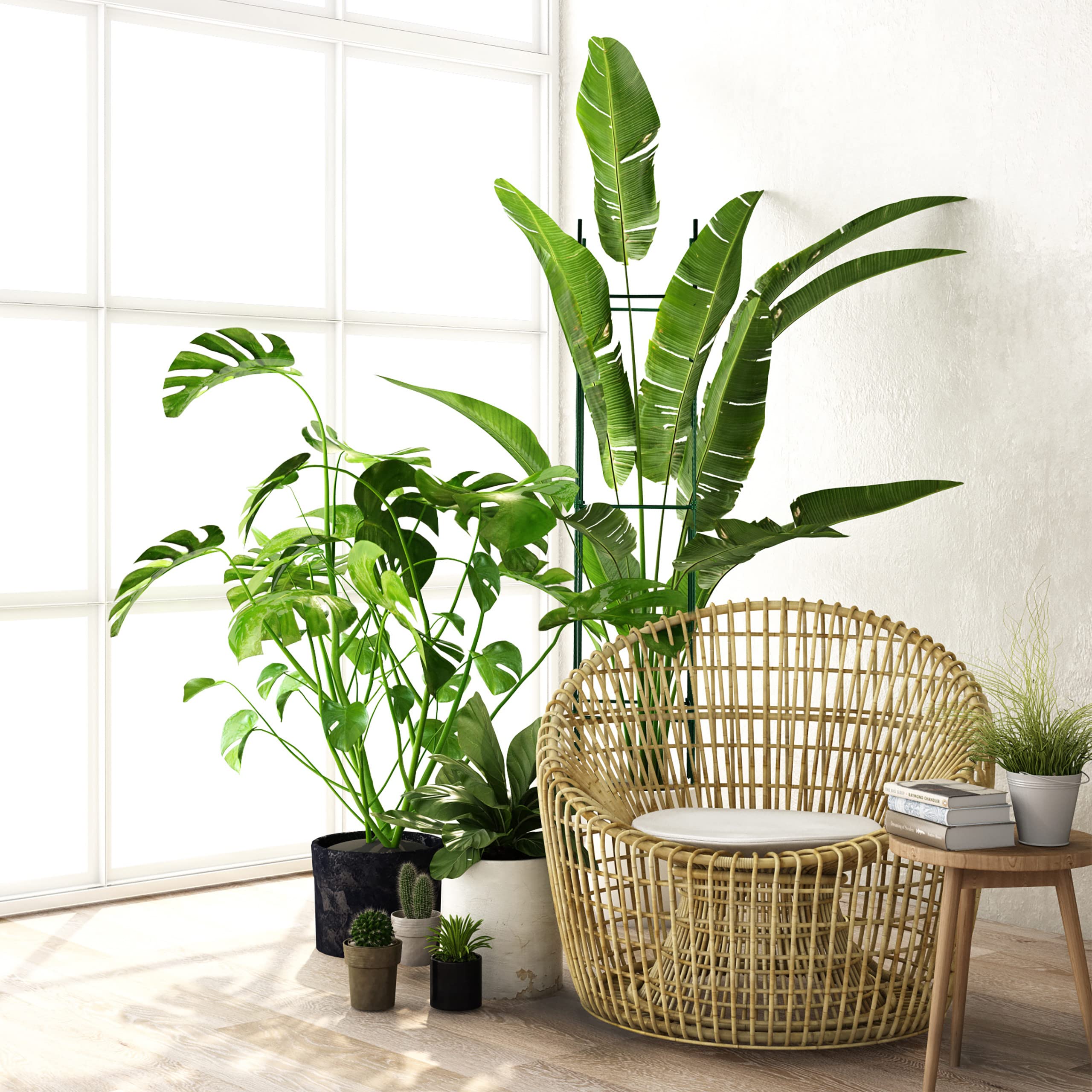 Set 4 Supporti Per Piante Rampicanti Relaxdays - Griglia Cubica 150x32x32 Cm - Metallo E Plastica Verde
