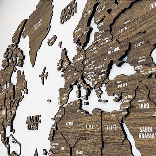 Colorfull Worlds, Mapa del mundo de madera 3D multicapa, mapa de viaje con estados y capitales, decoración de pared para la nueva casa, regalo para
