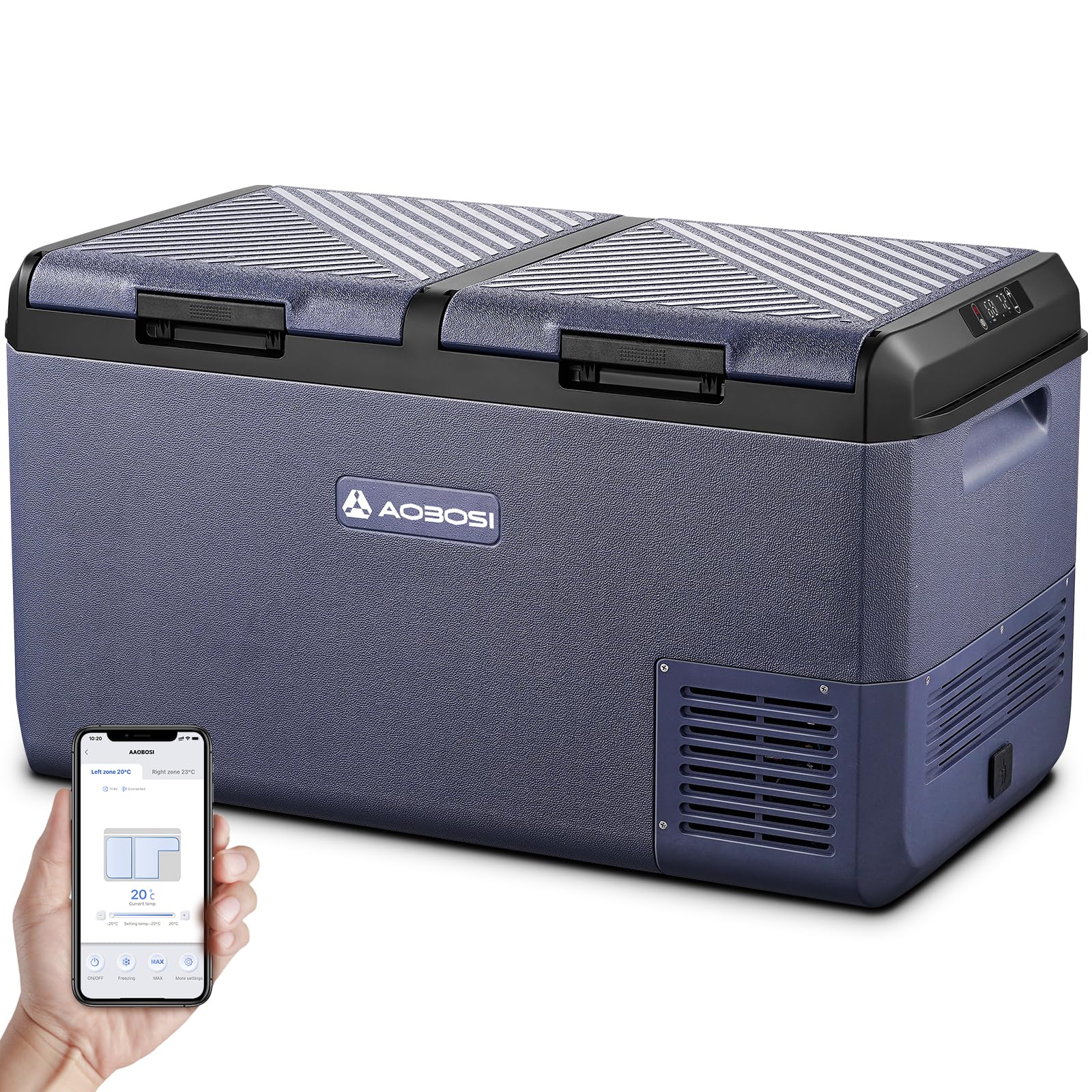AAOBOSI 74,9L Kompressor-Kühlbox Dual Zone mit APP-Steuerung, -20°C bis 20°C Elektrisch 12V/230V für Auto, LKW, Boot, Camping, Angeln & Outdoor