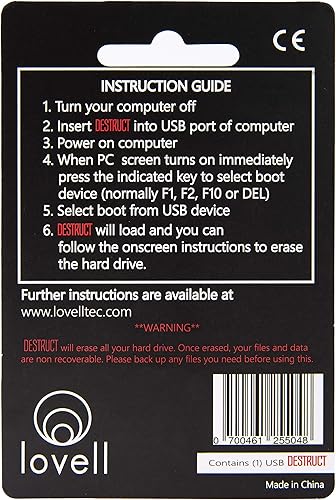 Miniatura 3 de Destruct Lovell - Borrador de datos de disco duro  Borra permanentemente los datos de la computadora  Herramienta de borrado de disco duro de grado