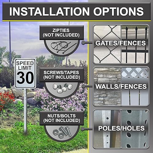 Miniatura 4 de Paquete de 2 señales de límite de velocidad, aluminio libre de óxido, negro sobre blanco, 10 x 14 pulgadas, protección UV, resistente a la