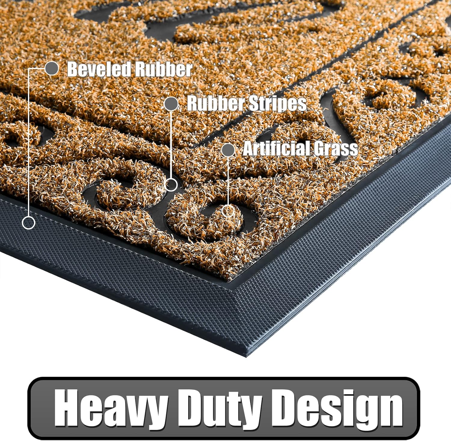 Yimobra Welcome Front Door Mat, Heavy Duty Easy Clean Doormat Indoor Outdoor, Waterproof Quick Dry Floor Mat for Home, Garage, Hign Traffic Areas, Non Slip, Low Profile, 29.5x17+36x24 Inch, Yellow