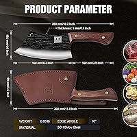 Vista 23 de ENOKING Cuchillo vikingo para carne de 6.1 pulgadas con funda, cuchillo para cortar carne, cuchillos de chef japoneses para el hogar, cocina
