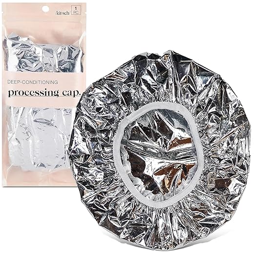 Kitsch Aluminum Foil Hair Heat Cap for Deep Conditioning - Heating Cap for Deep Conditioner | Holiday Gift | Tin Foil Hat & Deep Conditioning Heat Cap for Hair Treatments | Processing Cap for Hair