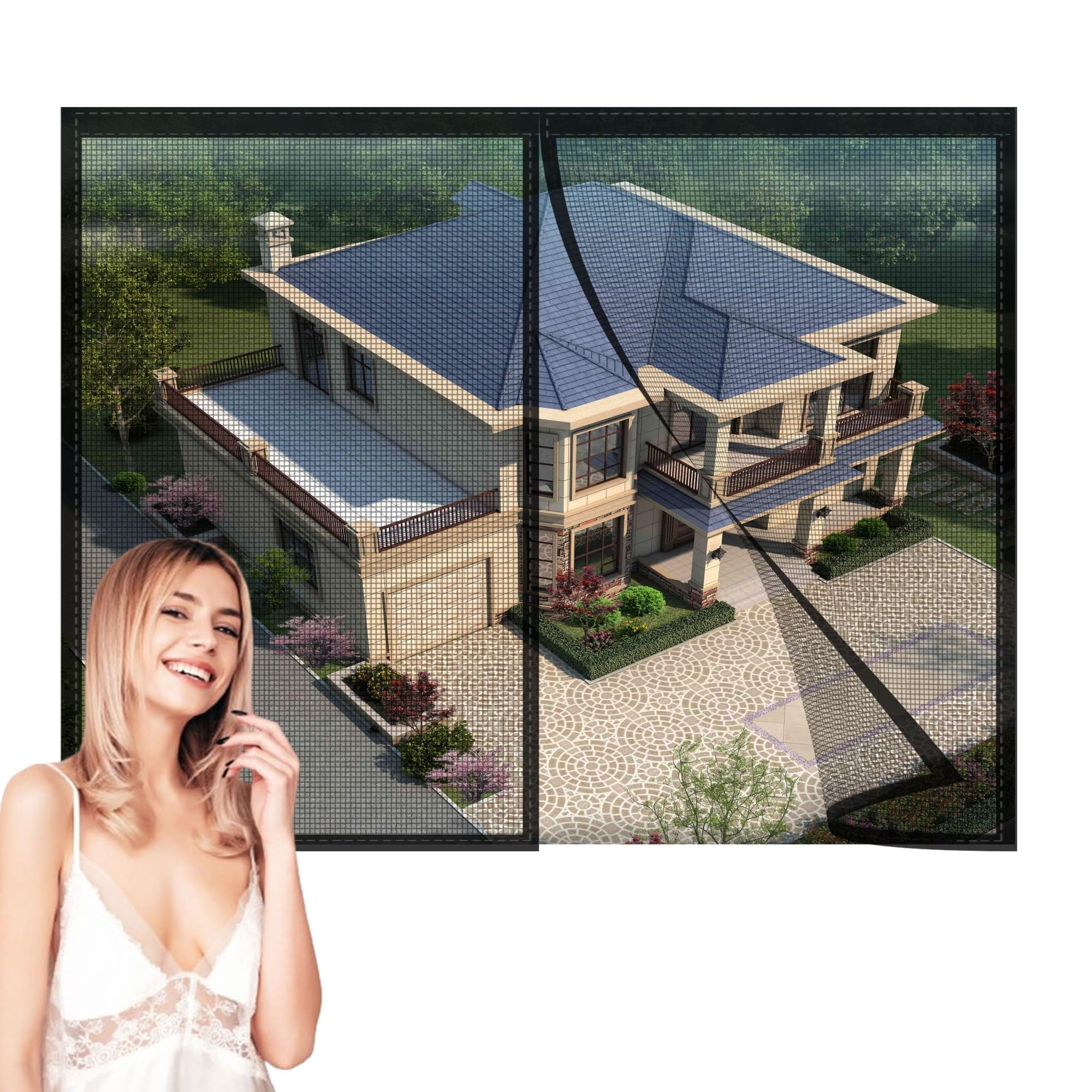 Magnetic Fly Insect Screen Window 160x175cm Screen Heavy Duty Mesh Curtain Walk Through Door Insects Out Mosquito Magnetic Door for Sliding Glass Black