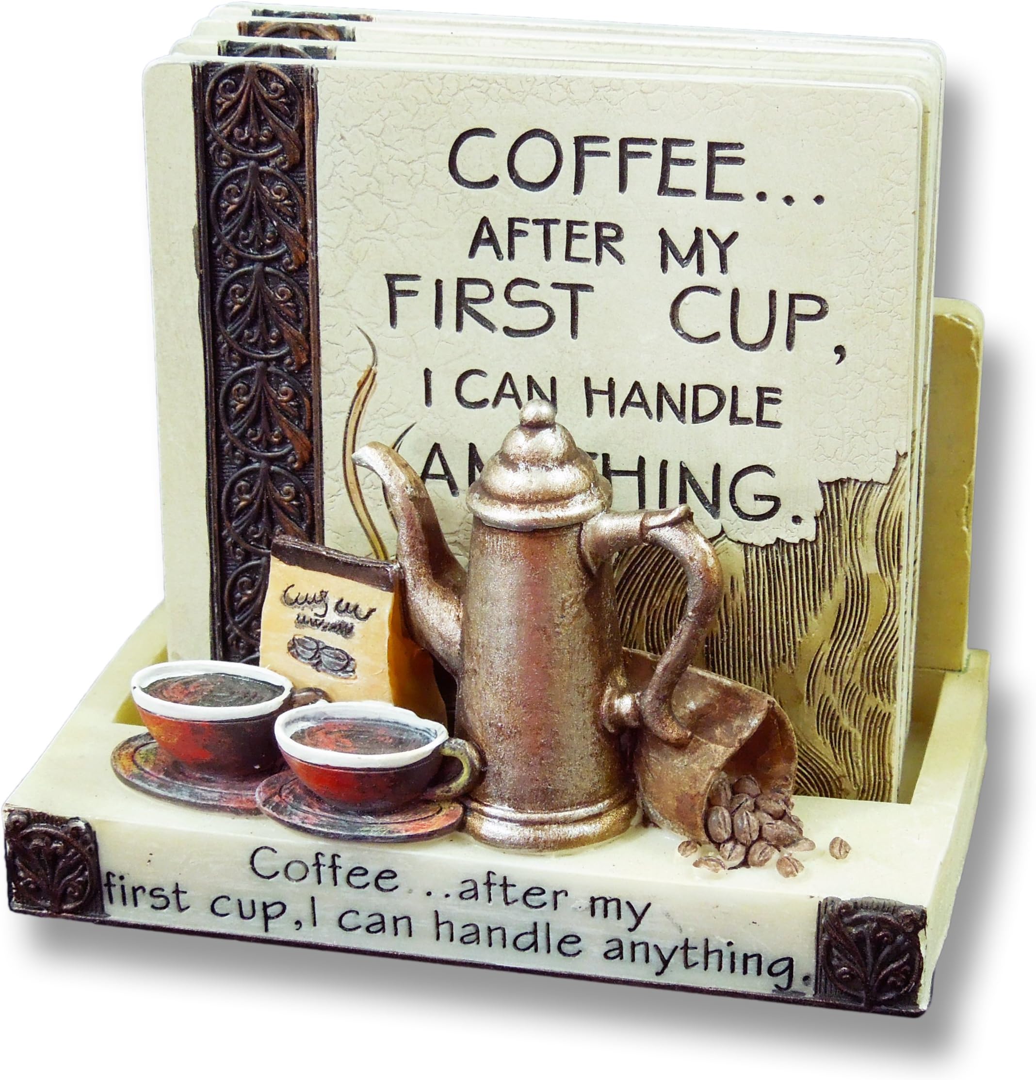 Whimsical Coffee Themed Coaster Gift Set