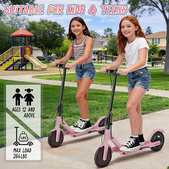 Roinside Electric Scooter for Big Kids - 8.5/10''/14'' Solid Tires, 350W Motor, Up to 12Miles Long-Range Portable Commuting Scooter with Double Braking System, App