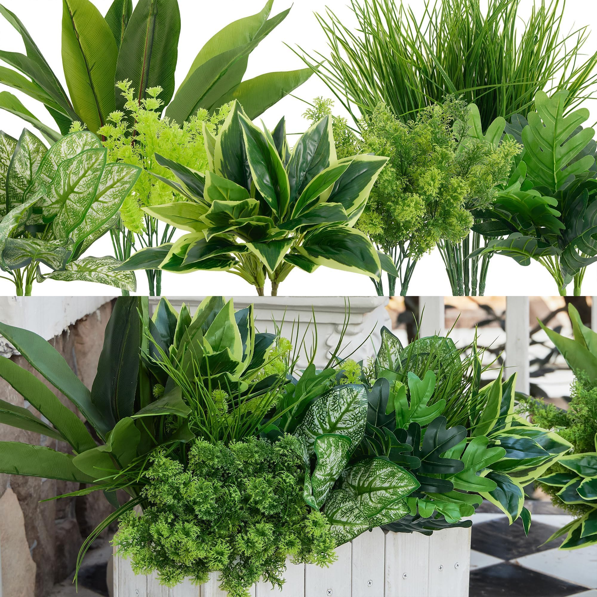 PARTY JOY 18 Pcs Artificial Ivy Plants, Realistic Artistic Decorative Plastic Plants, UV Resistant Outdoor Indoor Garden Decoration