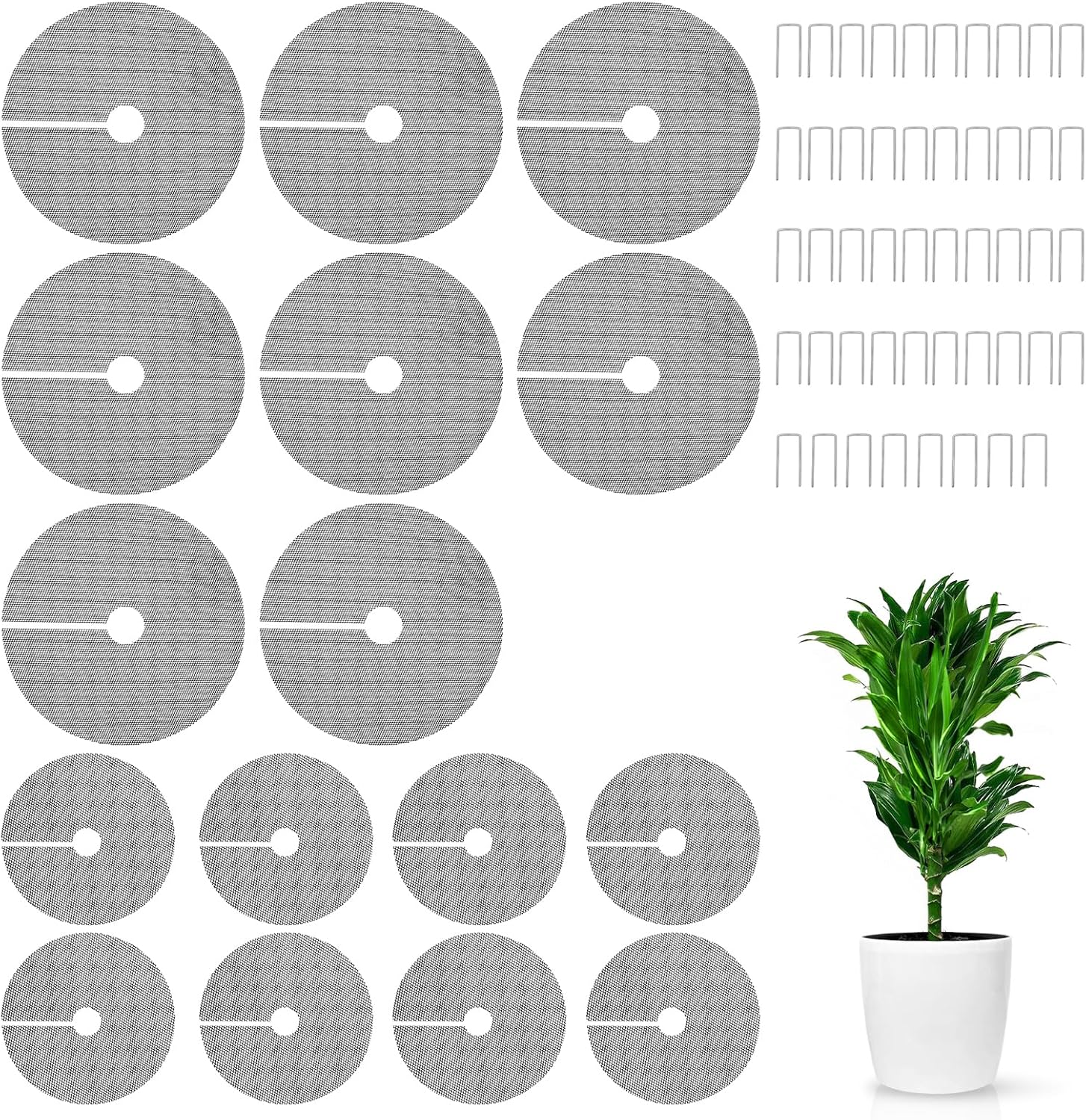 8PCS 15.7 Inch Plant Pot Grids and 8PCS 11.8 Inch Plant Pot Grids Includes 48 Ground Stakes, Plant Pot Soil Cover Protectors from Animals