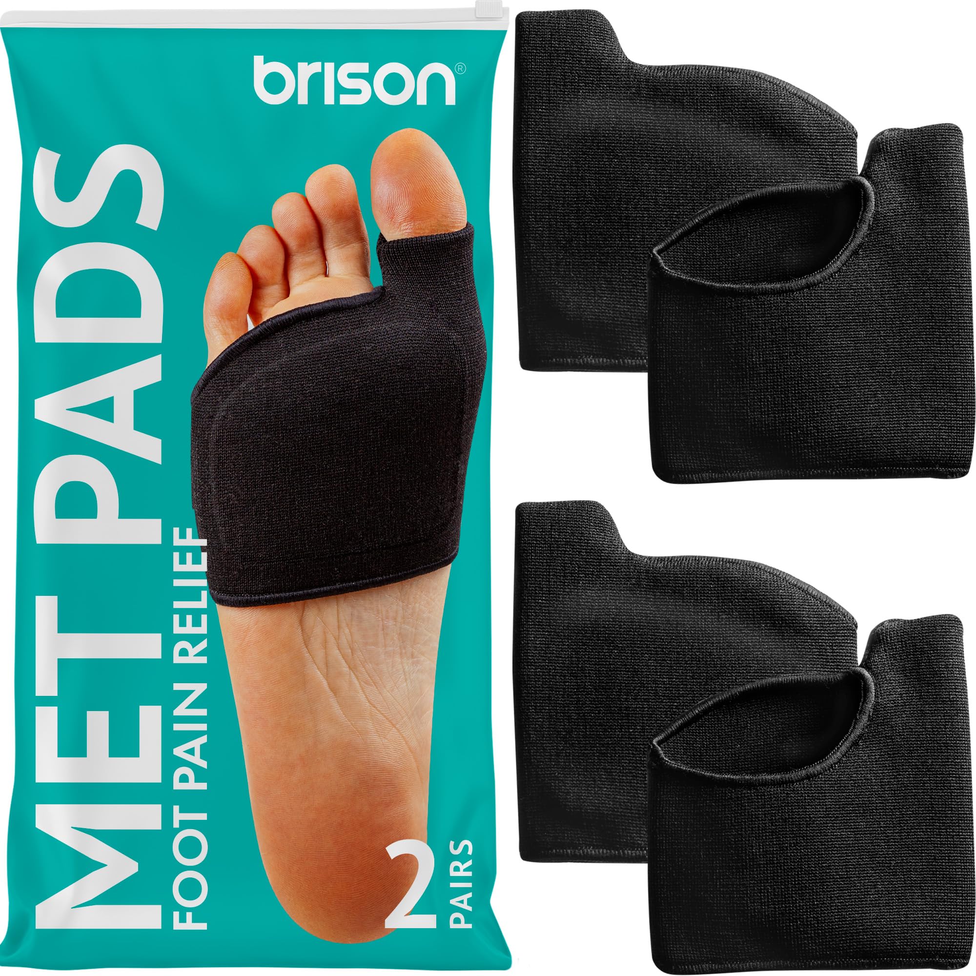 Brison Metatarsal Pad for Women and Men Foot Cushion - Gel Sleeve Cushion Pad - Fabric Soft Socks for Foot Pain Relief - Large (Men 10-12, Women's 11.5-13.5)