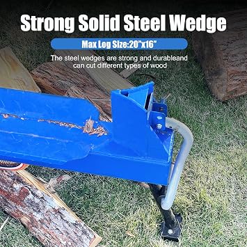 Portable Log Splitter 20 Ton, Gas Powered Wood Splitter with 7HP Engine & Hydraulic Pump, Horizontal Full Beam with Auto Return Ram System, Steel Wedge for Firewood Splitting & Forestry Use