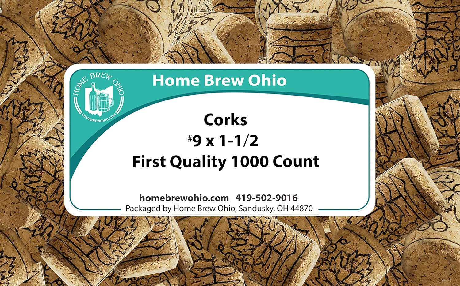 Home Brew Ohio 9 X 1 1/2 First Quality Wine Corks 1000 count