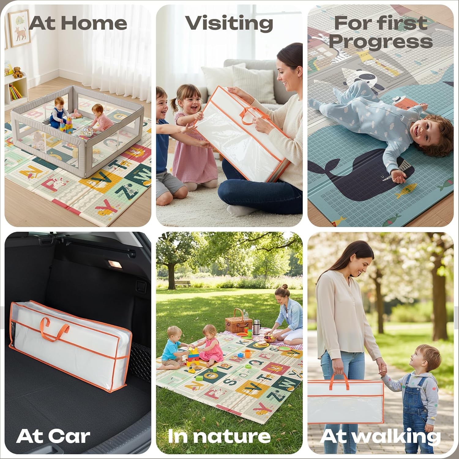 Baby Play Mat 59 x 71 Inch, Extra Large Foldable Play Mats for Babies and Toddlers, Foam Play Mat for Floor Travel Bag