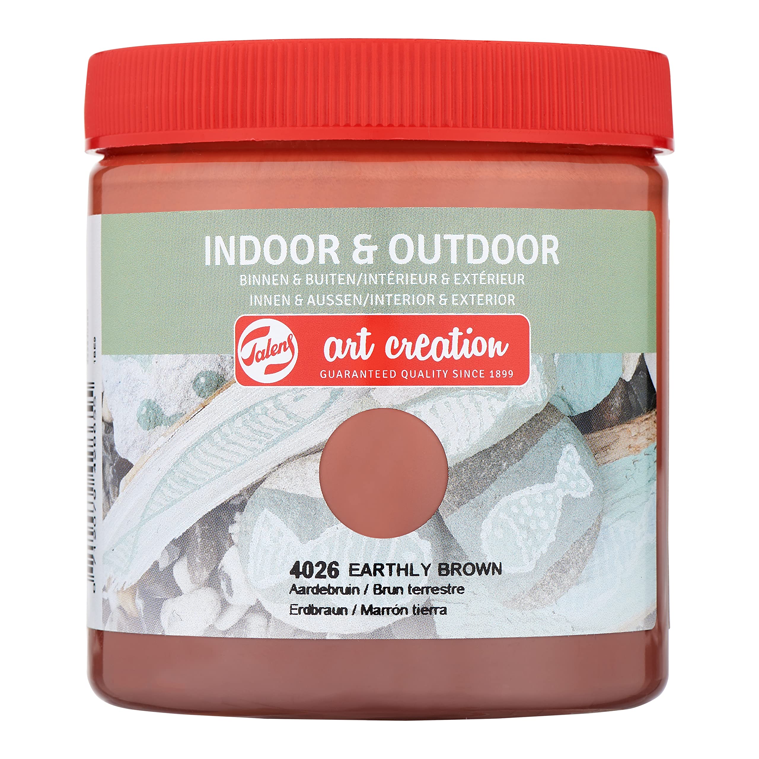 Talens Art Creation - Indoor & Outdoor Universal Satin Gloss Paint 250 ml - Earthly Brown 4026 - Water-Resistant for Multiple Surfaces