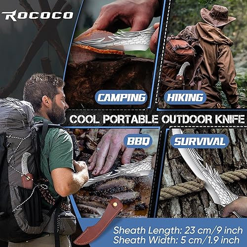 Miniatura 35 de ROCOCO Cuchillo japonés de Damasco – Cuchillos afilados para pelar frutas y carne, para el hogar, cocina, barbacoa, 5.3 pulgadas