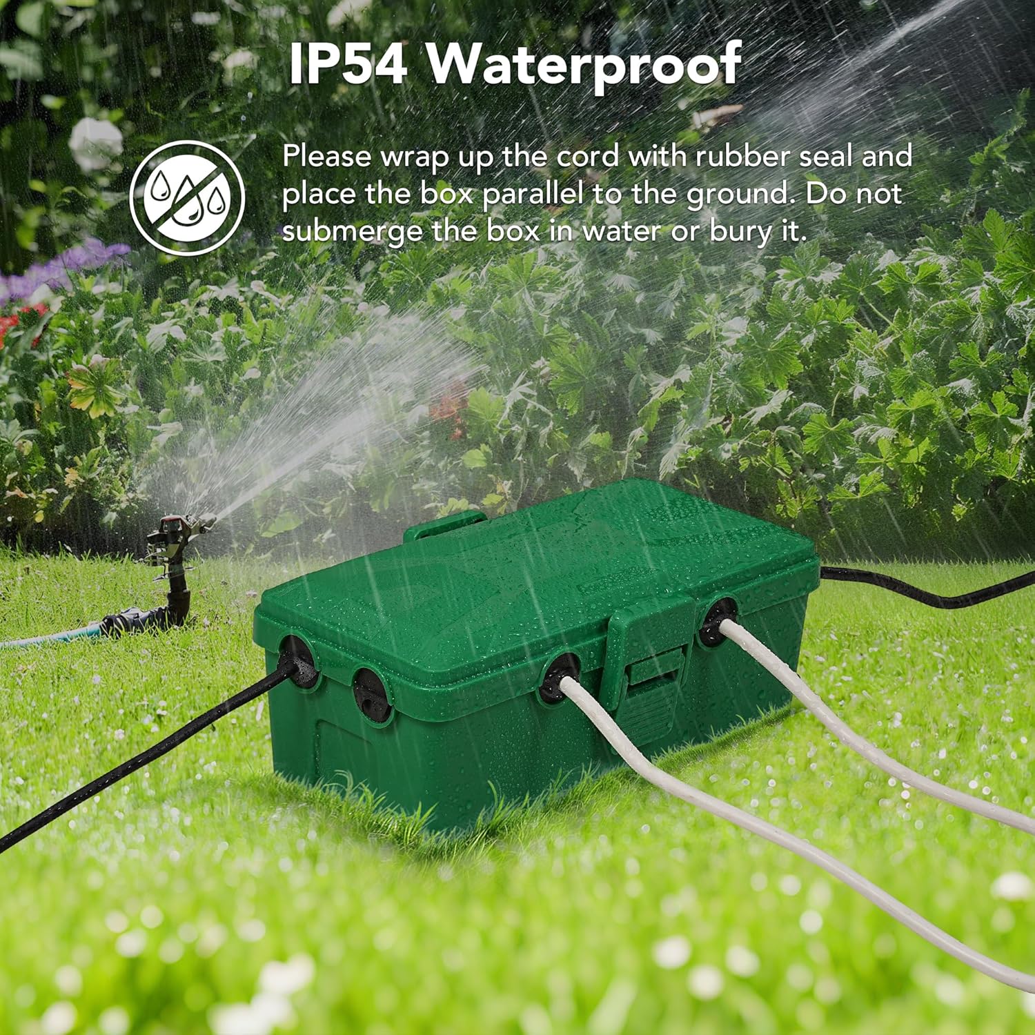 Medium and Small Outdoor Electrical Box, IP54 Waterproof, Extension Cord Cover Protect Power Strip, String Lights, Timer, Plug, Green