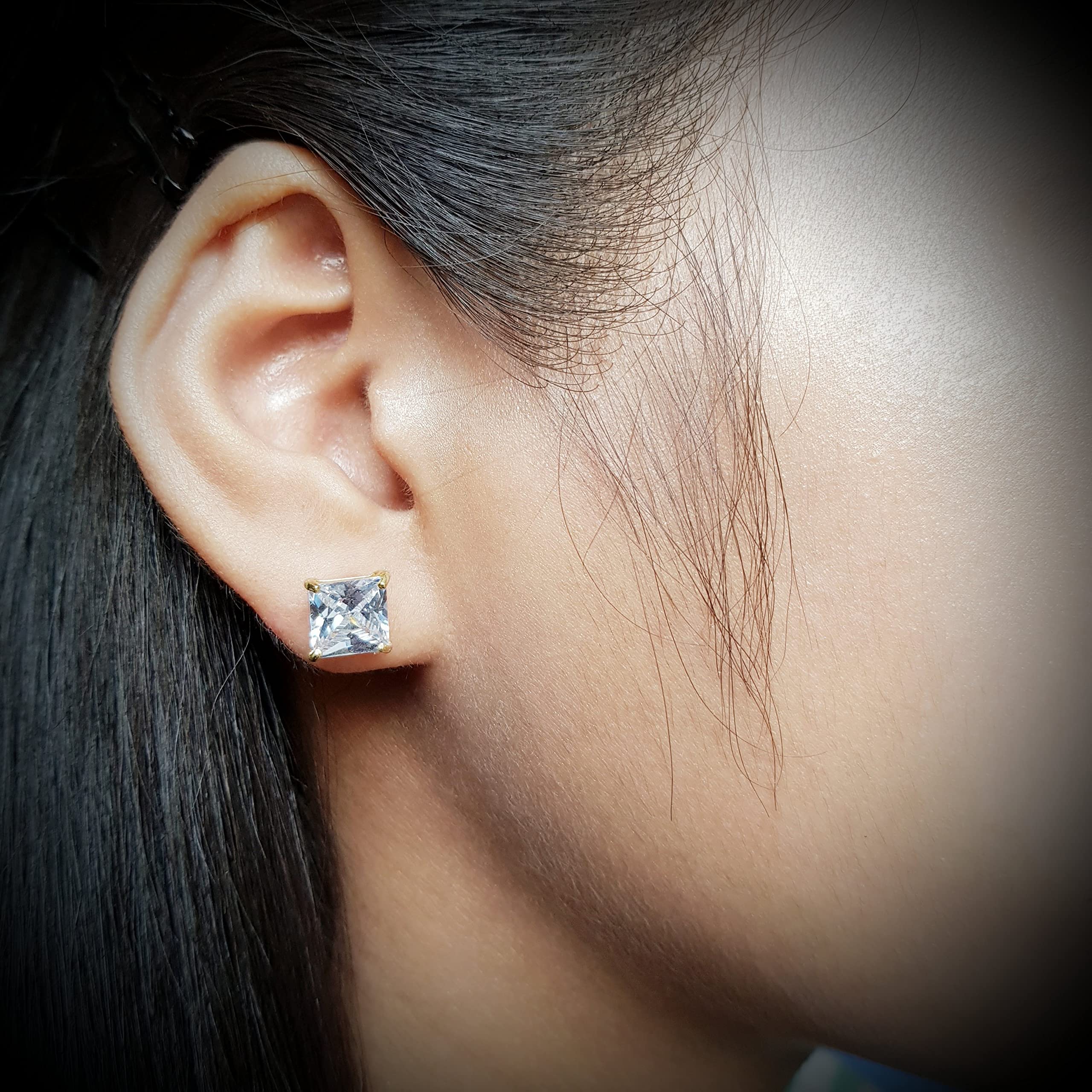925 Sterling Silver 8mm CZ Stud Earrings (ER1807)