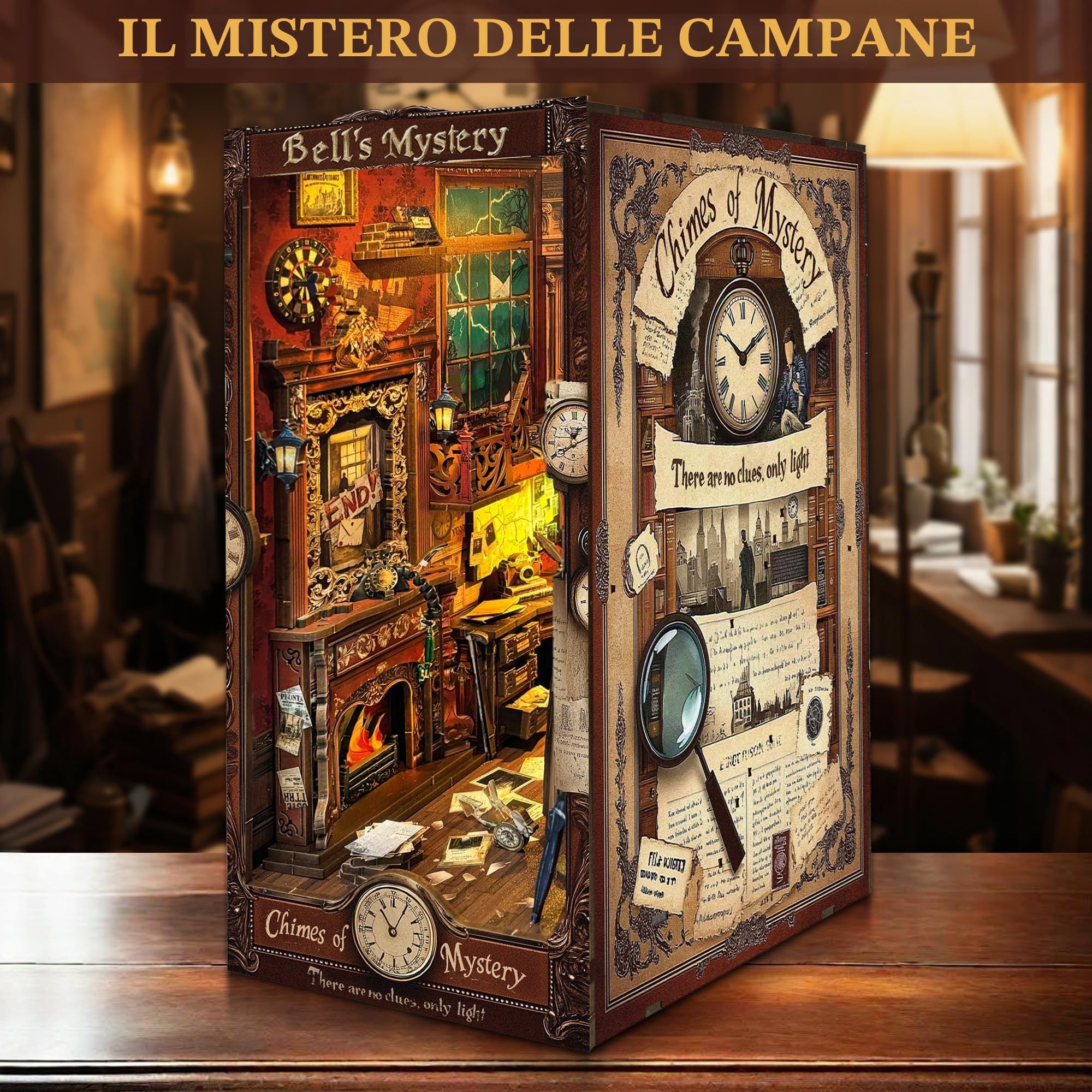 CRIOLPO Kit Book Nook DIY per Adulti - Casa in Miniatura con Luci LED da Montare, Modellismo 3D Creativo per Decorare Librerie - Regalo Originale per Appassionati di Fai da Te