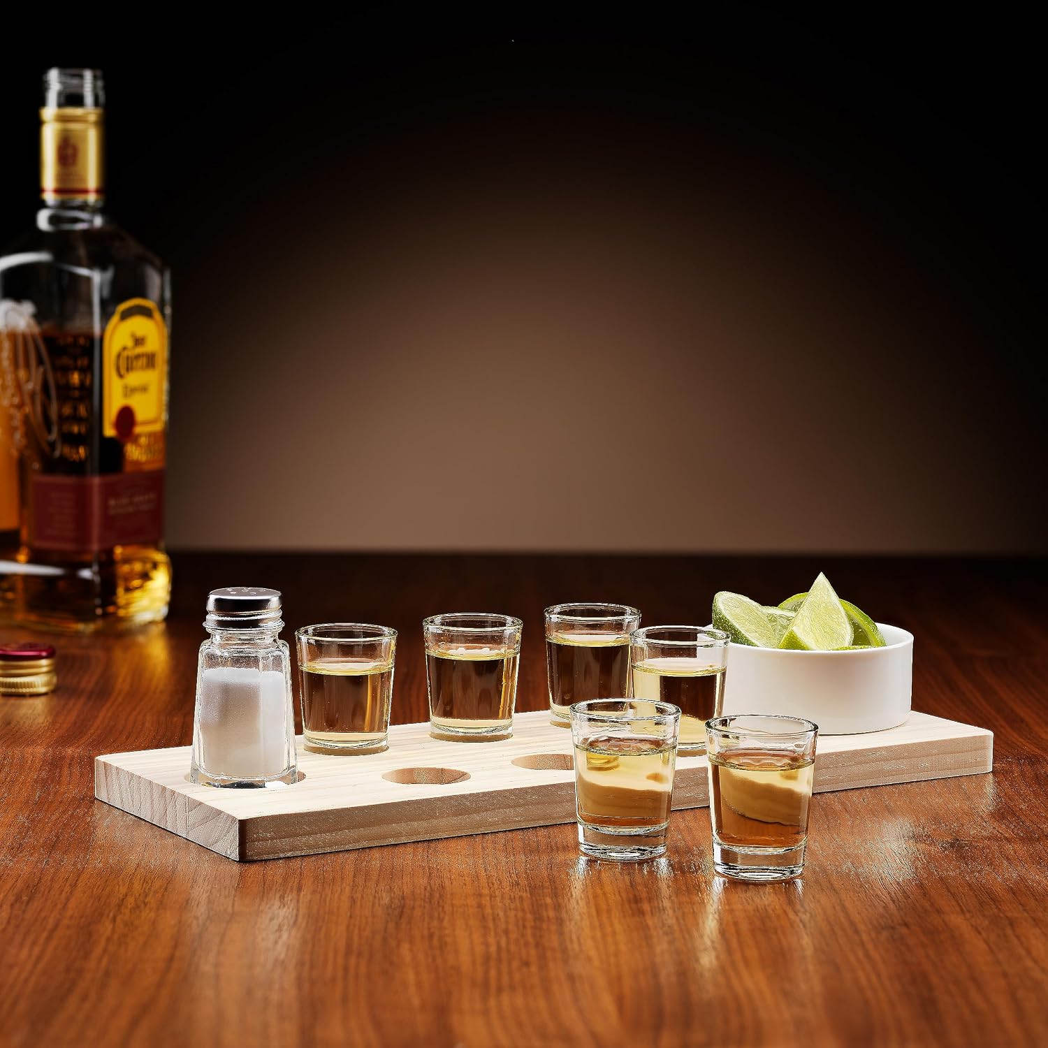 Complete Tequila Slammers Serving Set with Glasses & Board