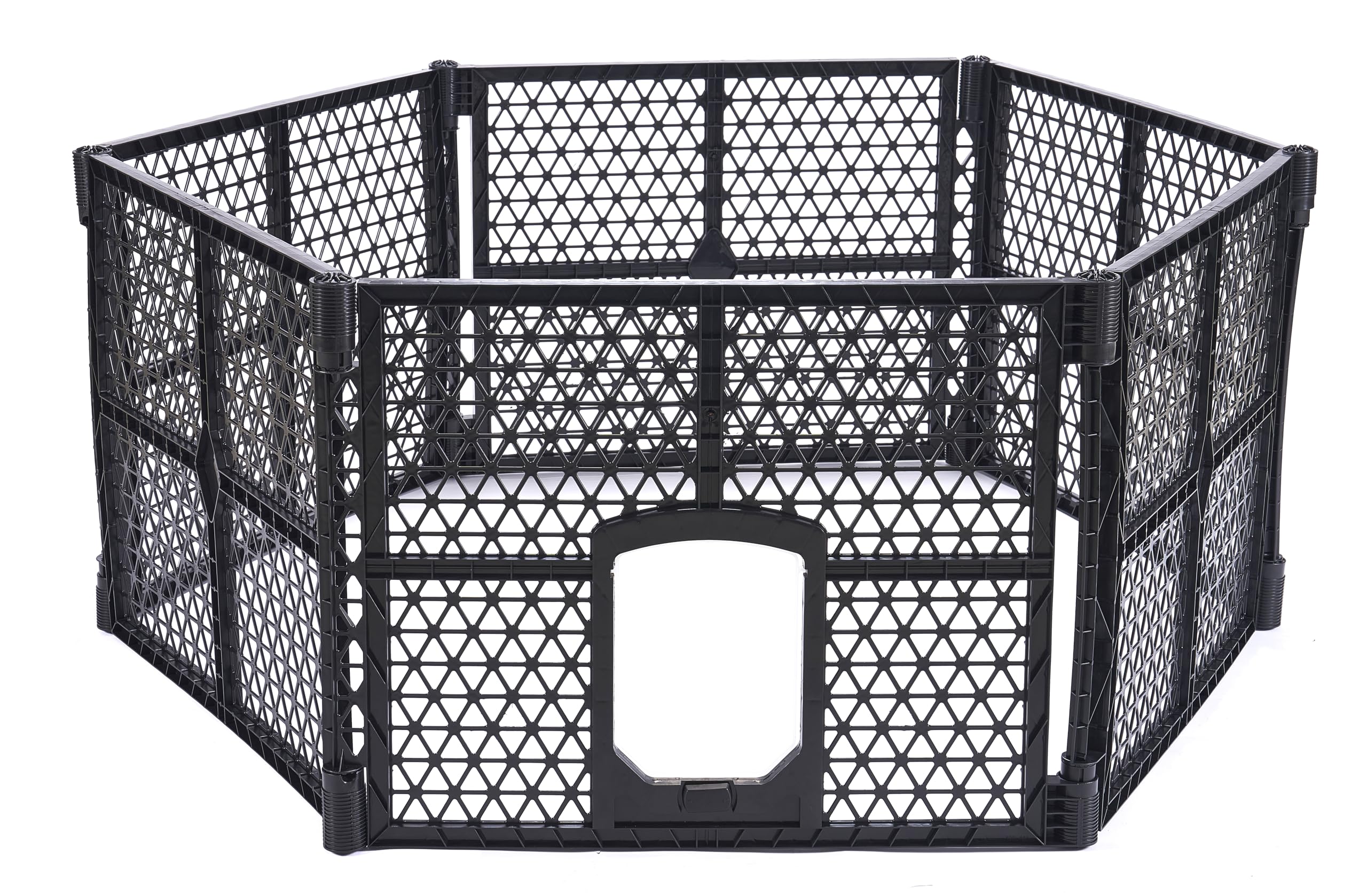 Lanco - Parque de 6 Paneles de Plástico con Puerta. Facil Montaje y Traslado. Resistente. para Interiores y Exteriores. Medidas: 171 x 90 x 67 cm.