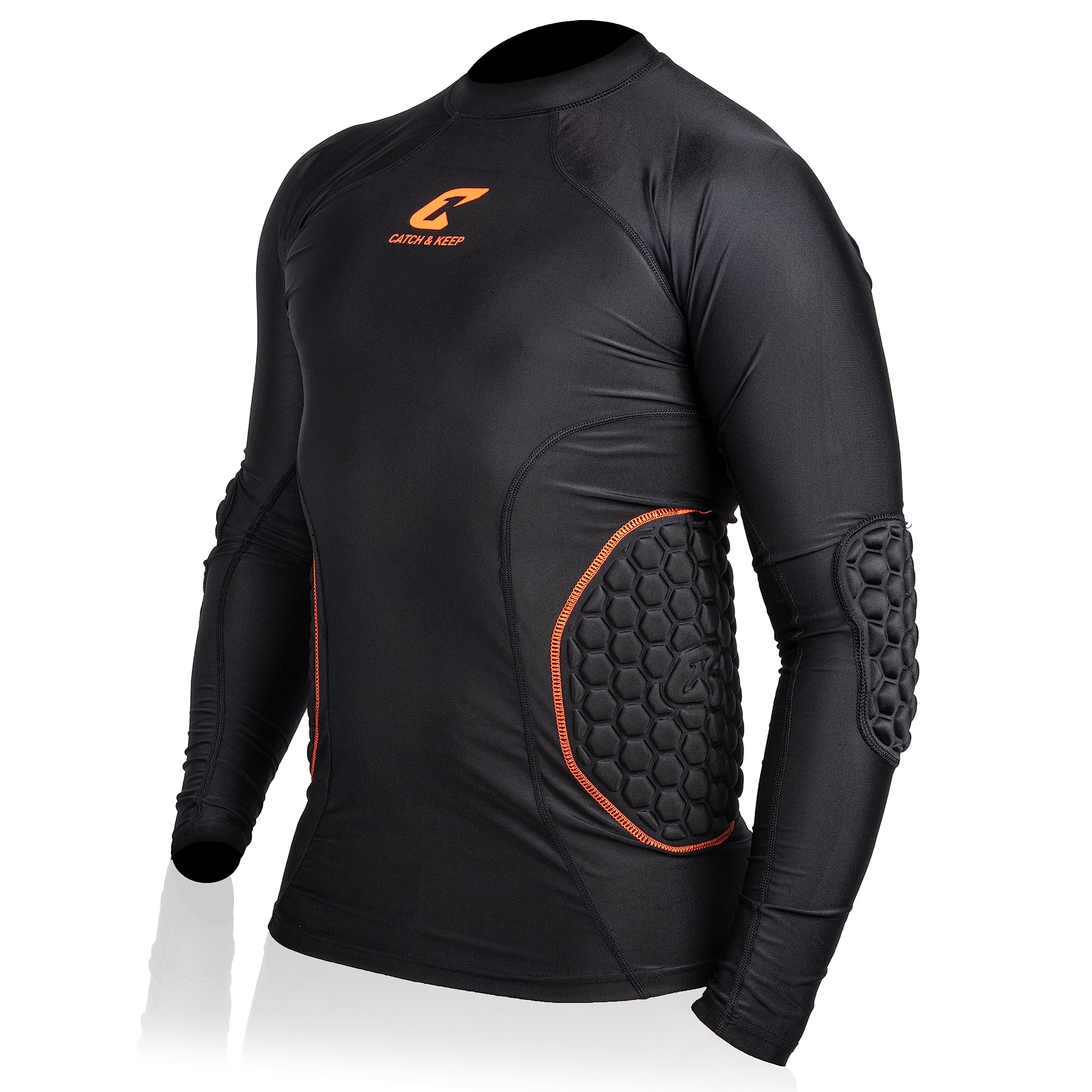 CATCH & KEEP Torwart Protectionshirt lang gepolstert - Fußball/Sport Protection Shirt mit Kompressionsfunktion und atmungsaktivem Material