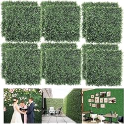 Muro Falso Exterior uyoyous 12 paneles de boj artificiales de 60 x 40 cm, valla de privacidad para patio, protección UV, valla de jardín, decoración de pared para interiores y exteriores