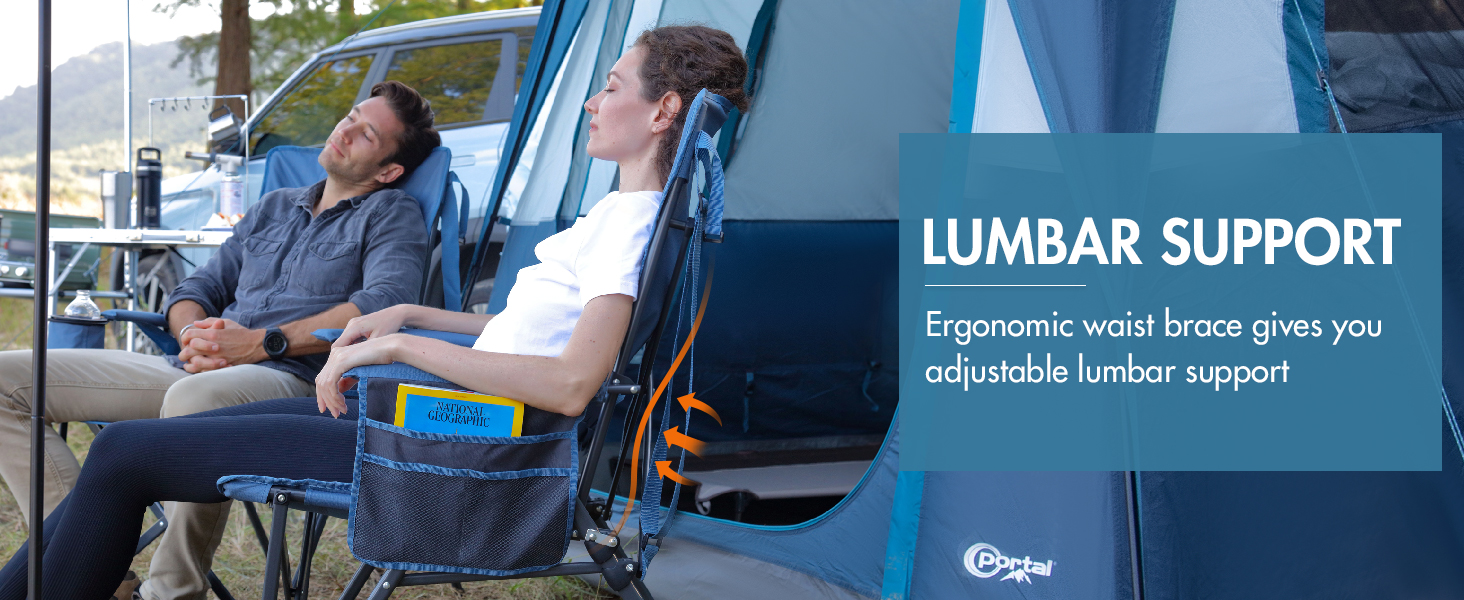 Silla de Camping Portal con Soporte Lumbar para Adultos Plegable Portátil Respaldo Alto Sobredimensionada, 400LBS miniatura 7
