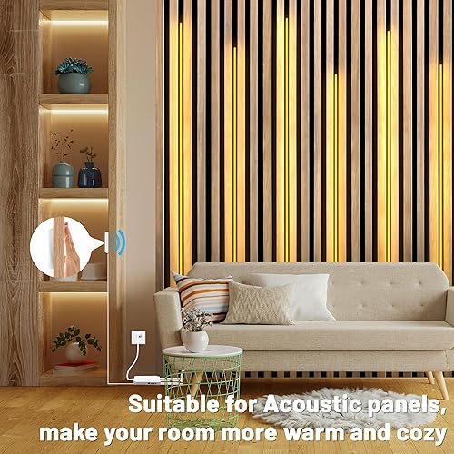 Miniatura 2 de Lichaser Tira de luz LED COB de 6.56 pies, 6 rollos de LED COB flexible de 3000 K para panel acústico y paneles de pared de listones de madera