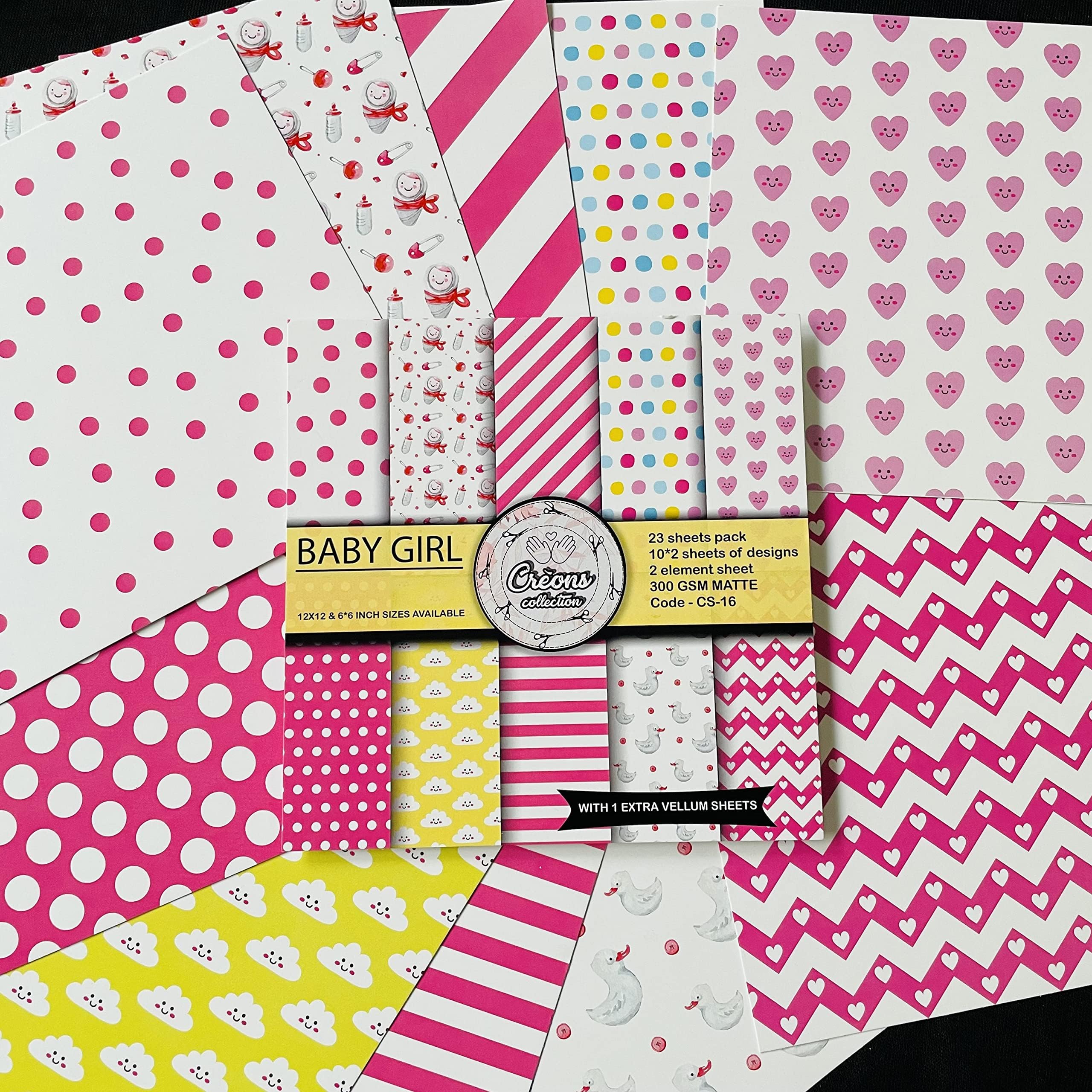 Sweet Baby Girl Scrapbook Paper Pack - Adorable Patterns for Precious Moments - 22 Sheets, 12x12 inches , 6x6 inches , A4 (6x6, Inches)-image-1