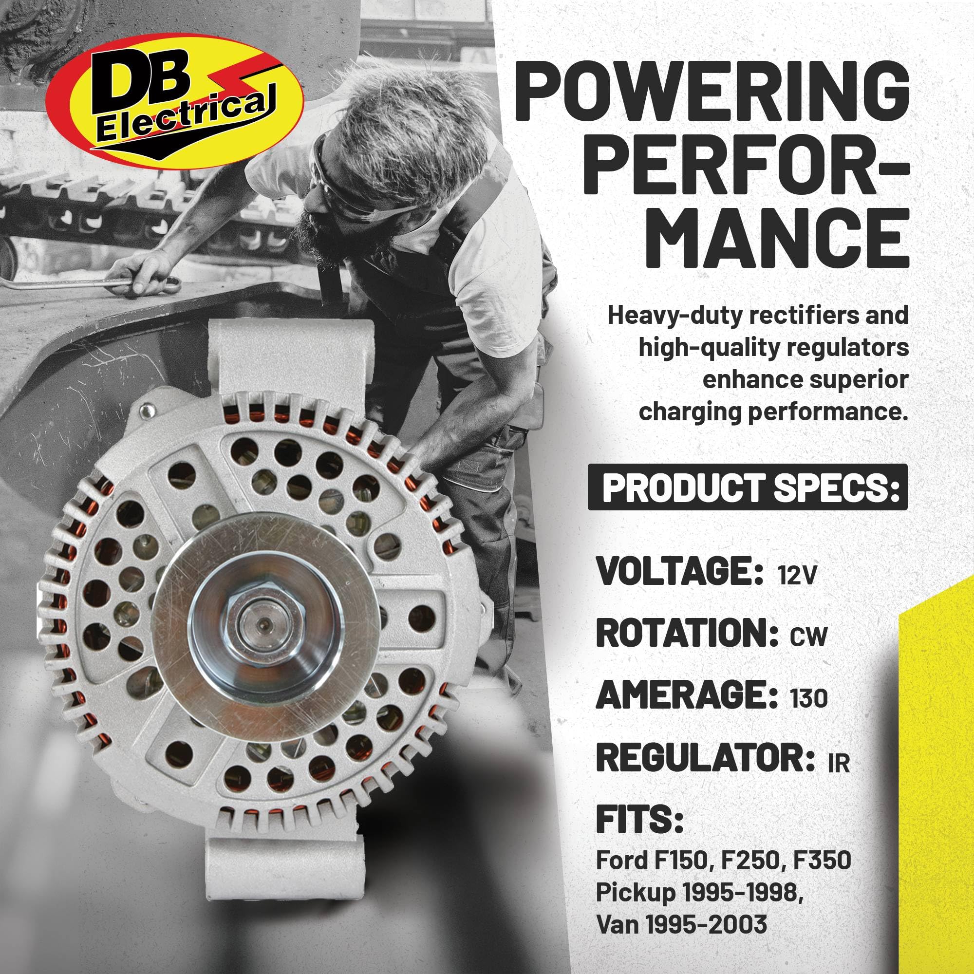 Db Electrical Afd0070 DIESEL ONLY Alternator For Ford Truck Explorer Ranger 130 Amp 92-03, 7.3 7.3L Ford F150 F250 F350 PICKUP 95 96 97 98, Van 95 96 97 98 99 00 01 02 03