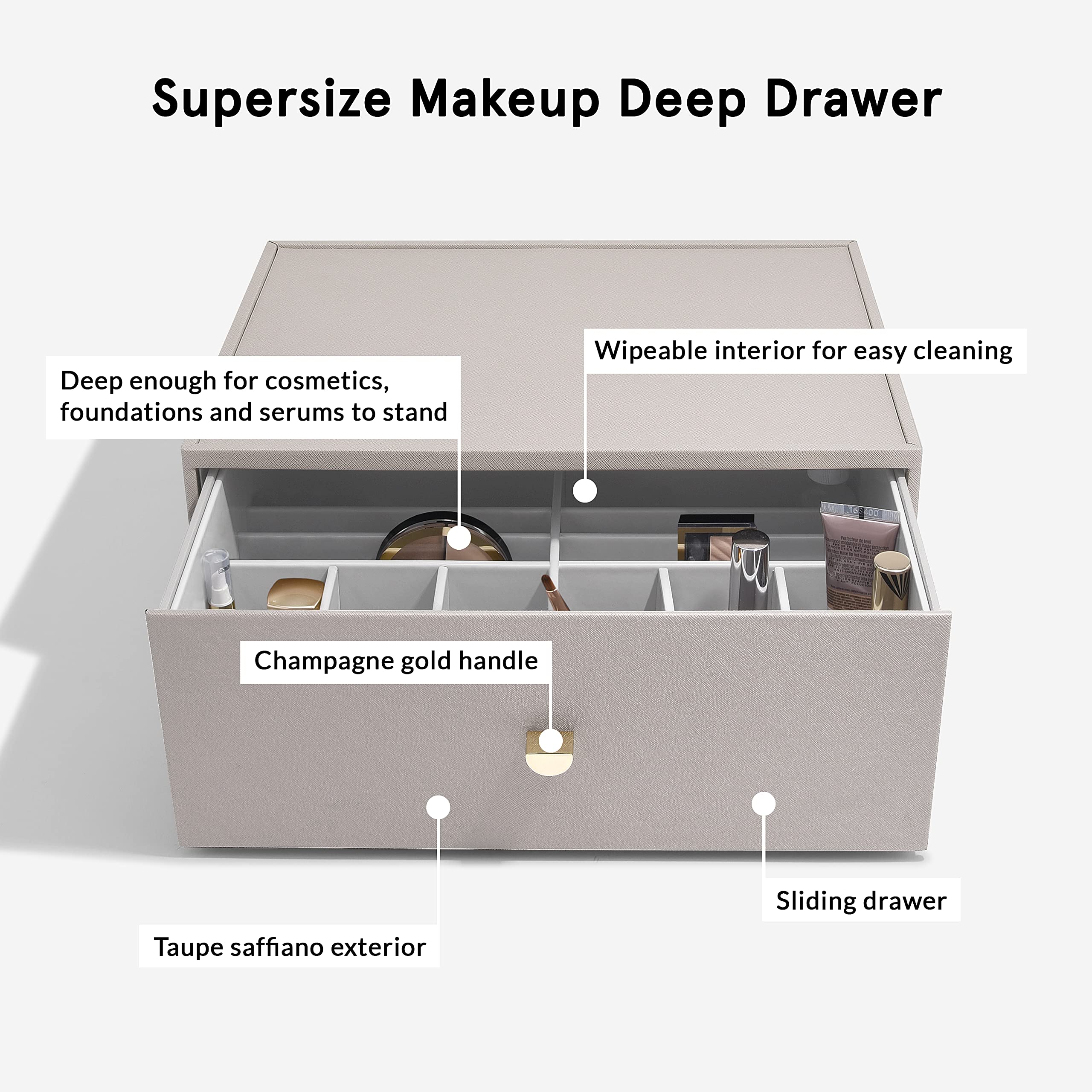 Stackers Taupe Supersize Makeup Deep Drawer
