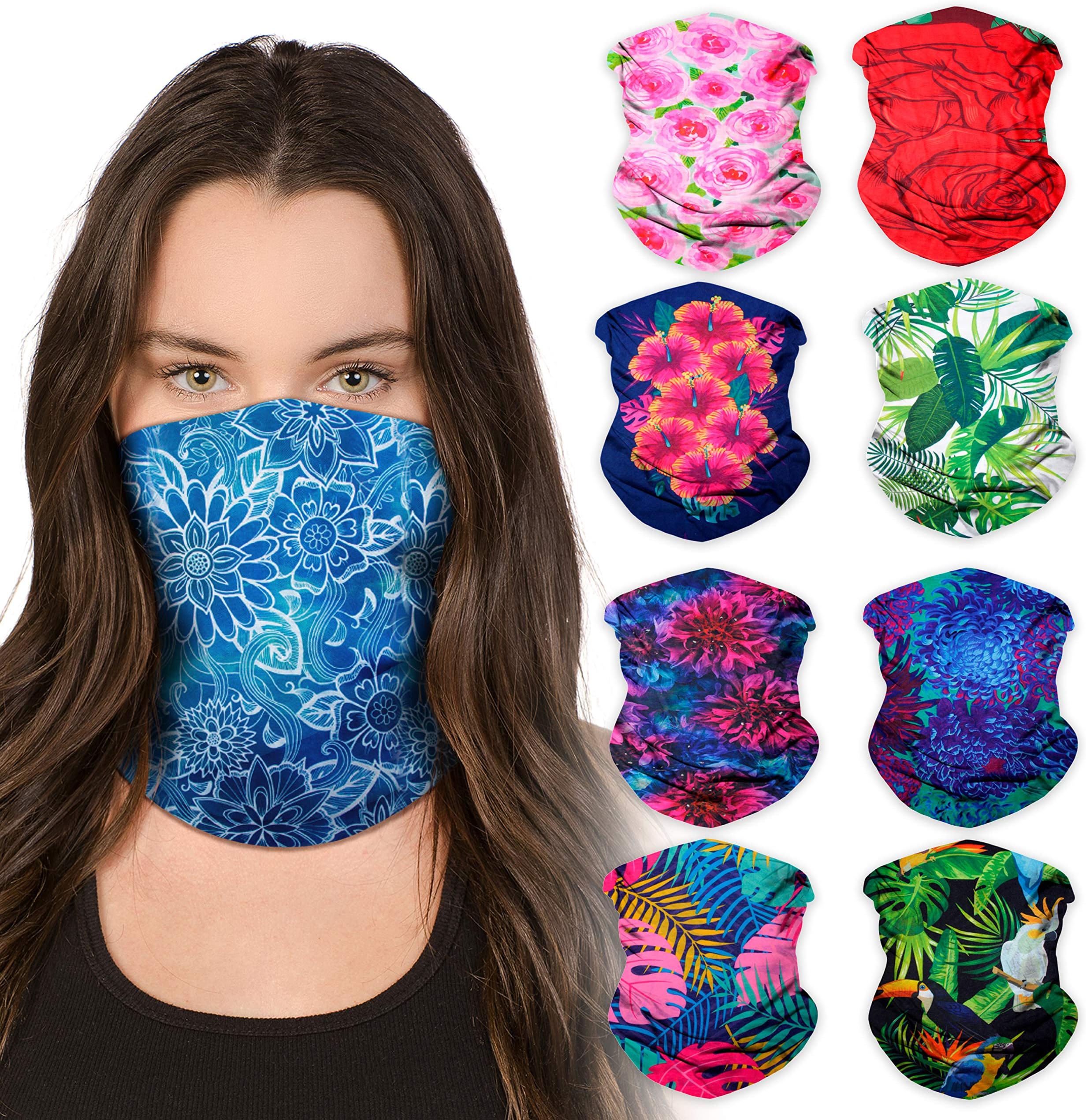 Sojourner Neck Gaiter, Bandana, Buff (9 Pack) - Face Cover for Men, Women, and Teens - Neck Warmer UV Sun Protection Gator