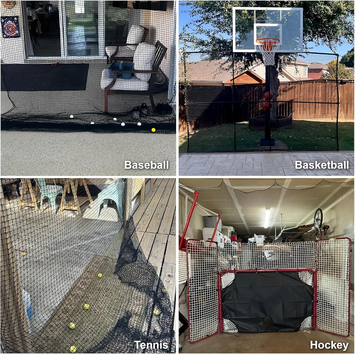 Baseball & Softball Backstop Nets, Heavy Duty Sports Practice Nets, Sports Netting Barrier,DIY Ball Net,Hitting Net for Baseball, Hockey, Soccer, LAX and More