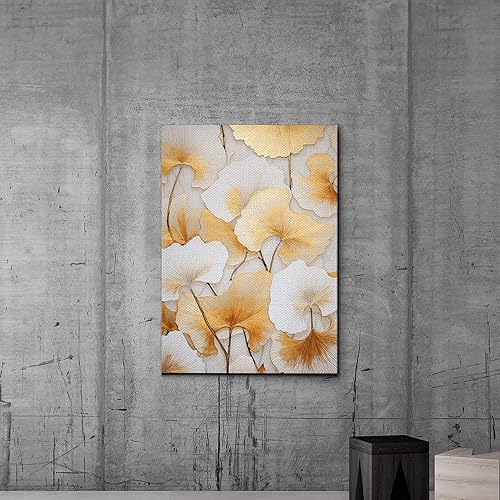 Miniatura 6 de Original Ginkgo biloba Print On Canvas, Modern Textured Gold Wall Art, Abstract Gold Leaves Print, Living room Wall Decor, Wall Art, Decor