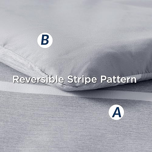 Miniatura 5 de Bedsure Bed in a Bag - Juego de edredón de 5 piezas, con edredón, sábanas, funda de almohada y funda de cojín, a rayas, gris y blanco, individual