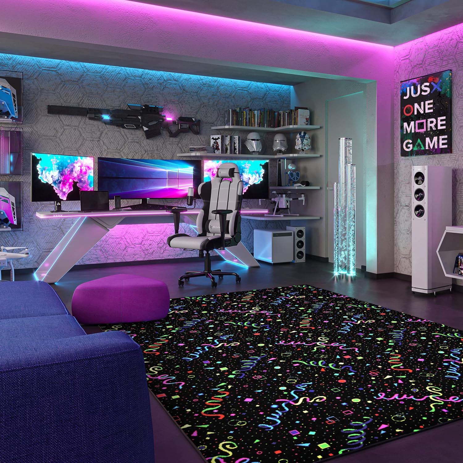 Joy Carpets Fluorescent Celebration 4 x 6 Area Rug
