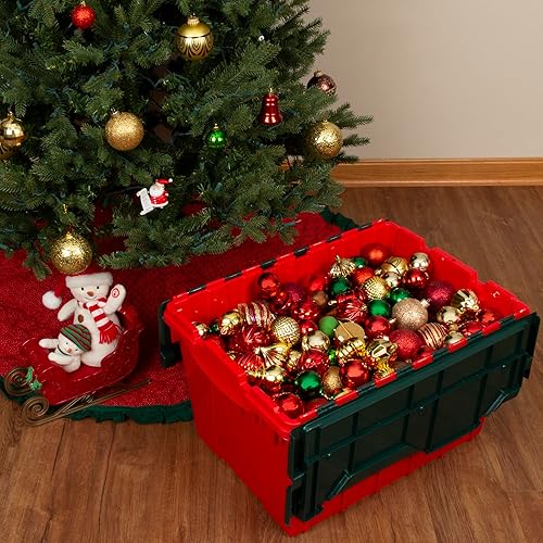 Miniatura 4 de Akro-Mils 66486RDGRN - Contenedor apilable de plástico de 12 galones con tapa con bisagras adjunta, 21-12 pulgadas x 15 pulgadas x 12-12 pulgadas,