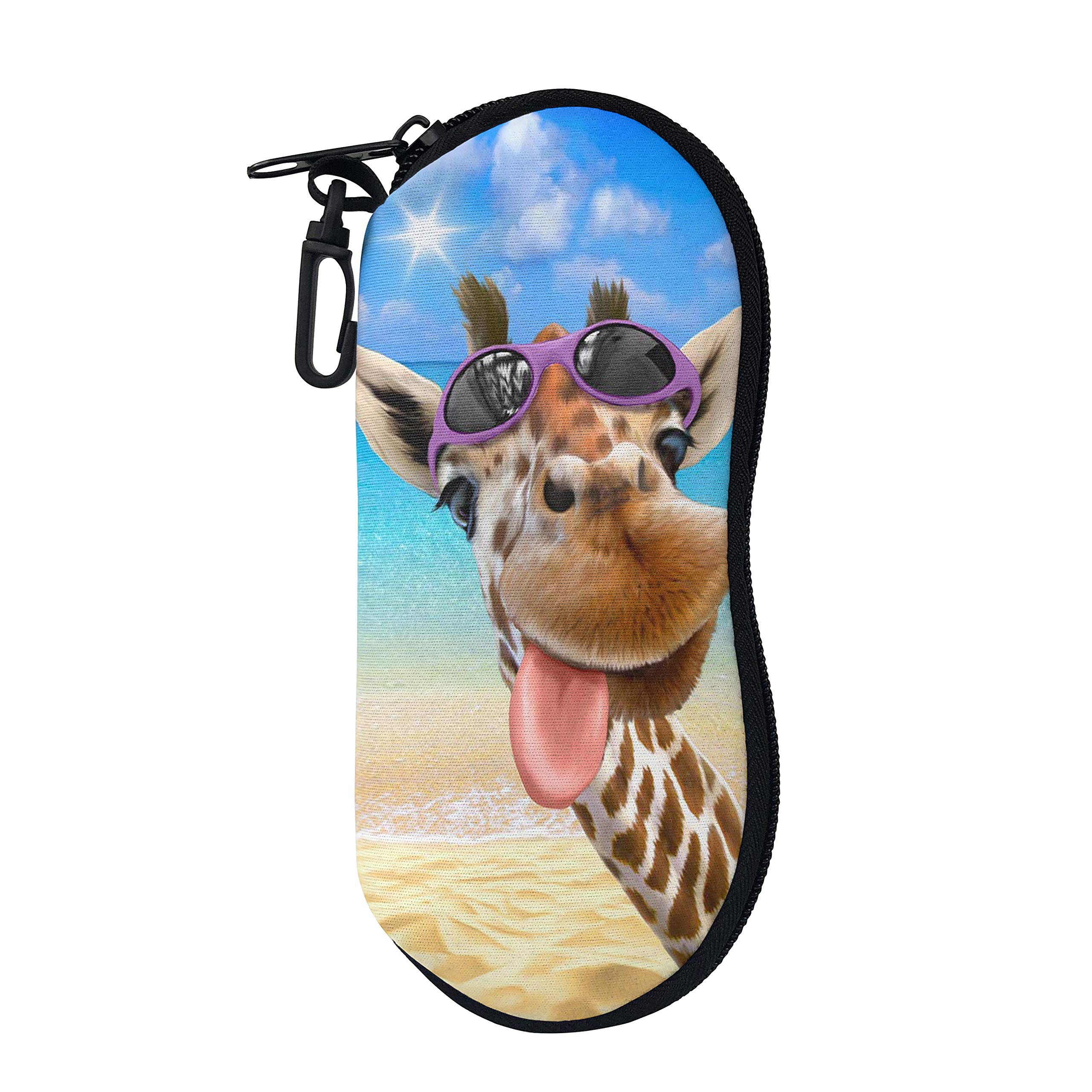 Uoimag Women's Beach Giraffe Funny Giraffe With Sunglasses Print Eyeglass Case Spectacle Case Box Sunglasses Storage Pouch Bags