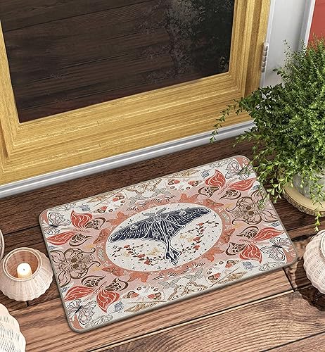 Miniatura 2 de Tapete psicodélico para puerta de entrada con diseño de mariposa y polilla de mariposa de 17 x 30 pulgadas, decoración de puerta delantera, porche,