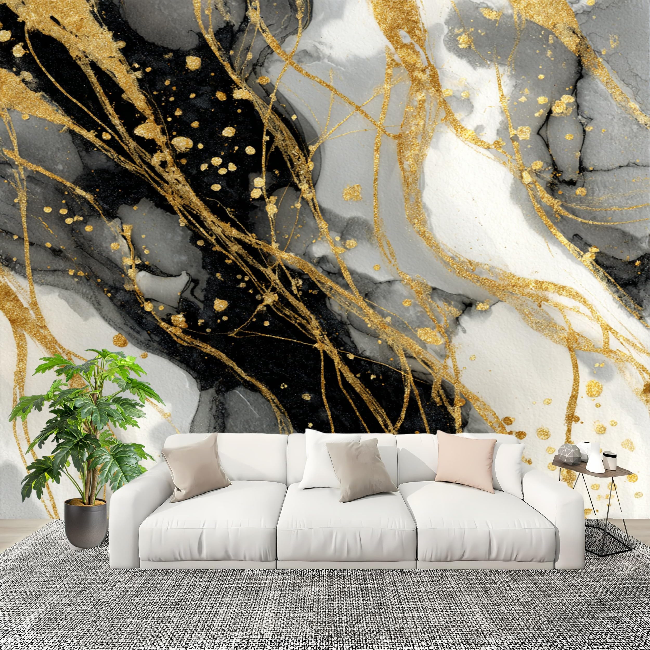 Art Fototapeta do sypialni, 300 x 210 cm, wzór marmuru w płynie, bezzapachowa, odporna na rozerwanie, fotorealistyczna tapeta ścienna, szara, zdejmowana tapeta z włókniny, tapeta ścienna do dekoracji